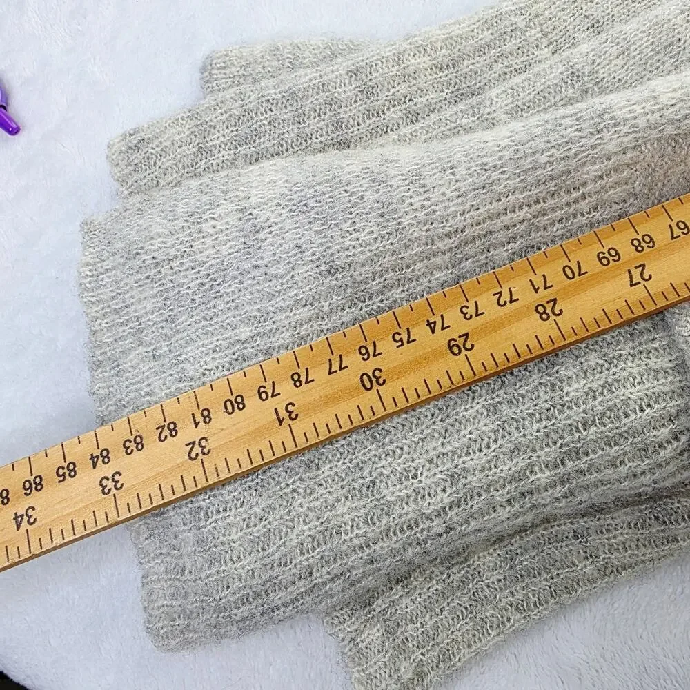 Lucky Brand Sweater Vest Small Gray Wool Blend Open Front Long Pockets Boho Chic